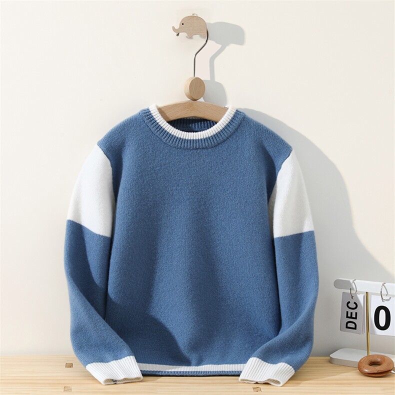 新款双拼色长袖保暖童装，童装儿童羊毛衫，冰晶童装