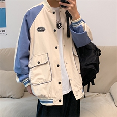 工装外套复古撞色盐系上衣炸街潮ins棒球服秋2023新款W1210-P53，男装夹克，星座512-2