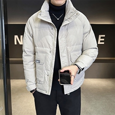 轻薄羽绒服男冬季2024新款条纹立领男装外套A313-7535-P175，男装羽绒服，电商A313