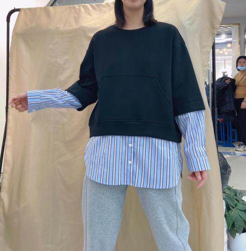 现货春装拼接卫衣新,女装卫衣/绒衫,火红