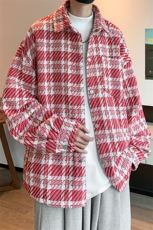 8XL-M特大码高级感千鸟格闲大码情侣复古翻领夹克外套JK1303P65，男装夹克，电商D206-1