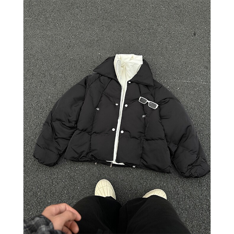 手充棉港风潮牌宽松百搭立领假两件保暖棉服XZ212-1-QMY092-P155,男装棉衣,星座212-1