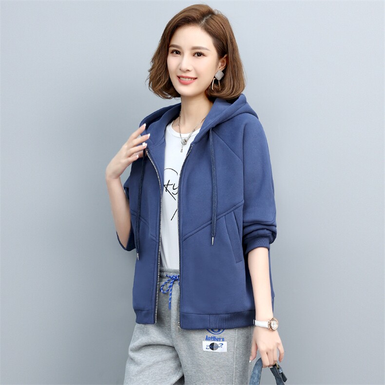 2021冬季新款时尚休闲连帽加绒外套女宽松显瘦保暖上衣,女装卫衣/绒衫,依恋蒂丝