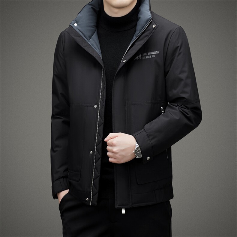 BAMJ-8990钱塘2020-2中年男士冬季厚款立领百搭简约羽绒服P225，男装羽绒服，钱塘207-2