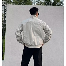 秋冬痞帅美式象牙白立领夹克棉服外套男加厚休闲棉衣冲锋衣户外潮，男装棉衣，星座1210-1