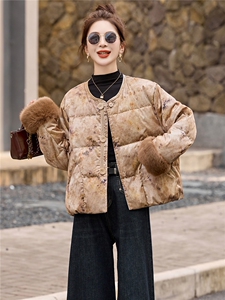 新中式90提花羽绒服2025年冬季新款高级感优雅气质白鸭外套图片
