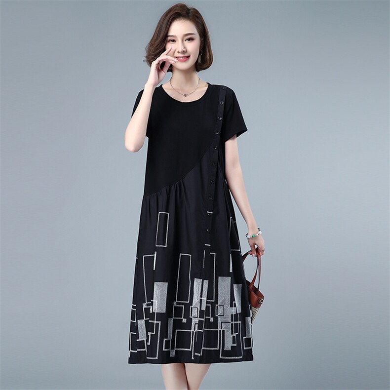 连衣裙2021年夏季减龄显瘦收腰潮流韩版短袖,女装连衣裙,悦见她