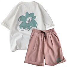 短袖t恤男士运动套装潮牌潮流衣服2021夏季宽松短裤一套DS853T，男装T恤，电商A102
