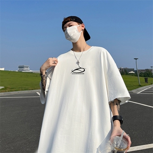 240G重磅美式印花纯棉大码宽松休闲短袖T恤 T331-P25控38图片