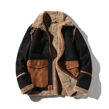日系白底冬季皮毛一体男加绒加厚外套Z131-P240大货主推，男装夹克，电商D308