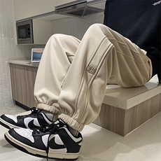 冬季保暖休闲长裤摇粒绒卫裤男韩版贴标拼接束脚运动裤K5310-P35，男装休闲裤，星座512-2