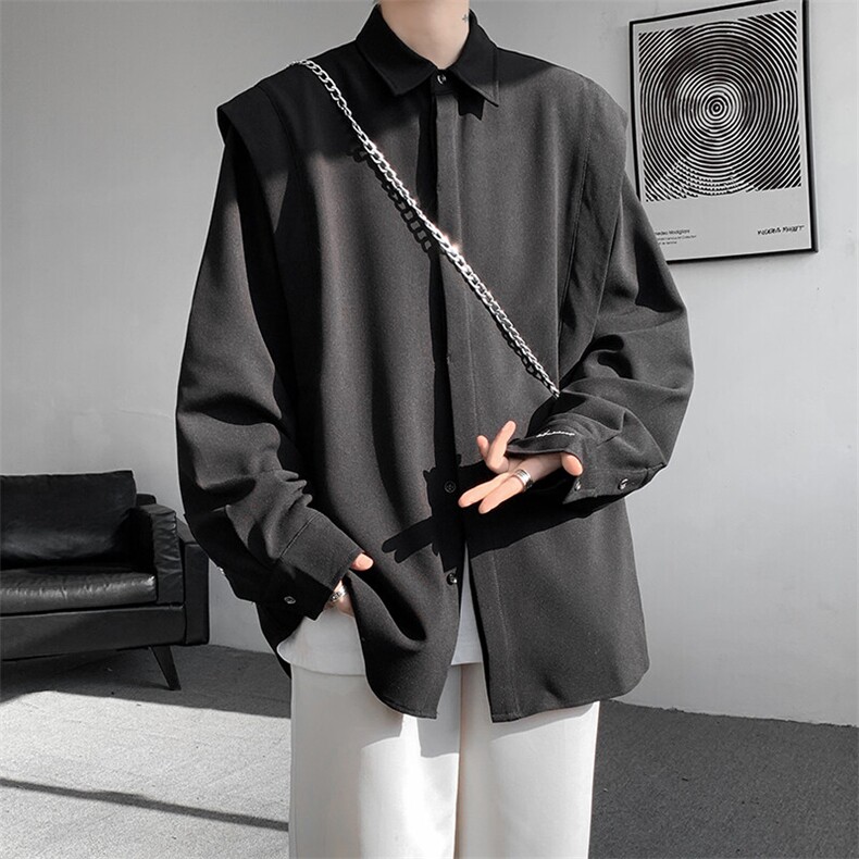 8XL-M春夏假两件衬衫长袖大码痞帅高级感衬衣垂感外套CS9005/P60图片