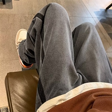 松紧抽绳宽松阔腿直筒裤休闲水洗牛仔裤N039-P45，男装牛仔裤，星座308B-1