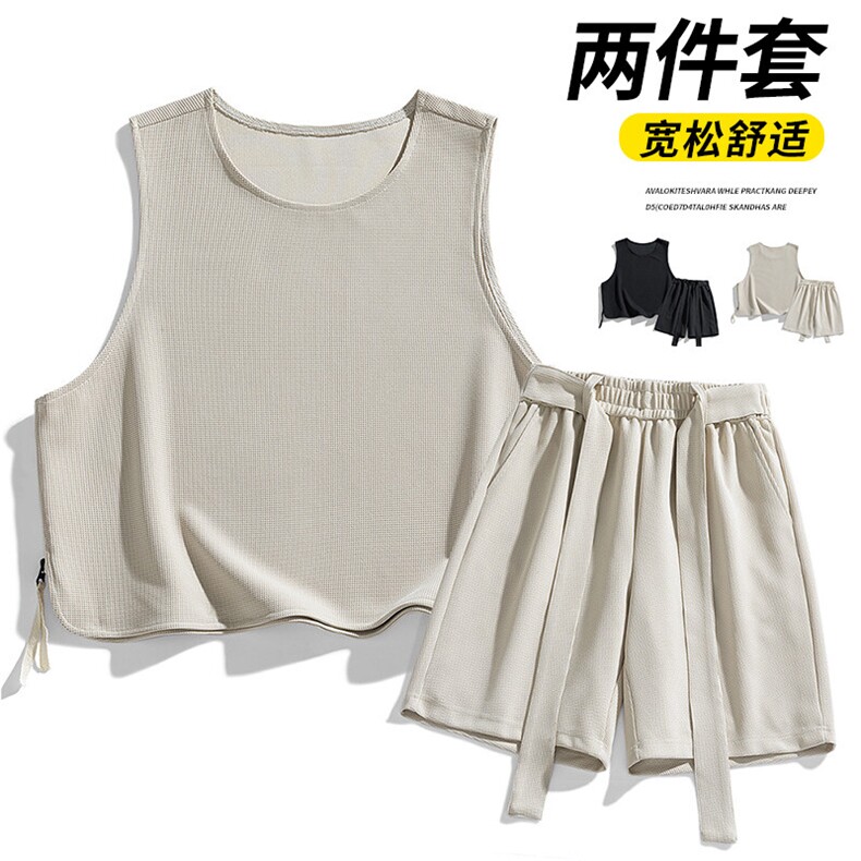 夏季潮牌新款休闲背心短裤个性潮牌运动套装TZ7067-P65图片