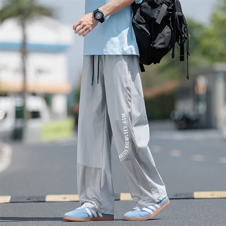 胖胖哥港风潮流薄款休闲裤男秋季大码宽松百搭潮流运动工装长裤图片