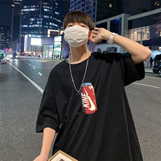 22夏季新款潮流百搭可乐印花圆领男士休闲短袖T恤1210-2-6609-P15，男装T恤，星座1816-2（原1210–2）