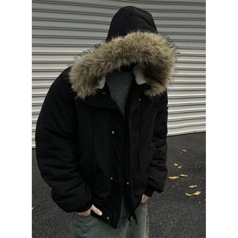 大毛领派克服男款冬季加厚美式复古连帽棉服保暖棉袄M6105,男装棉衣,星座1116A（原606A-3）