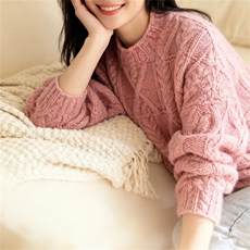 2025年秋季常规款厚款套头单件常规半高领绞花套头，女装针织衫/毛衣，新胜羊绒