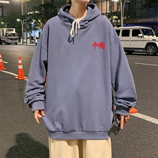 WY2276-P35加绒款-P40纯棉连帽卫衣男大码运动帽衫宽松薄外套男，男装卫衣，电商A040