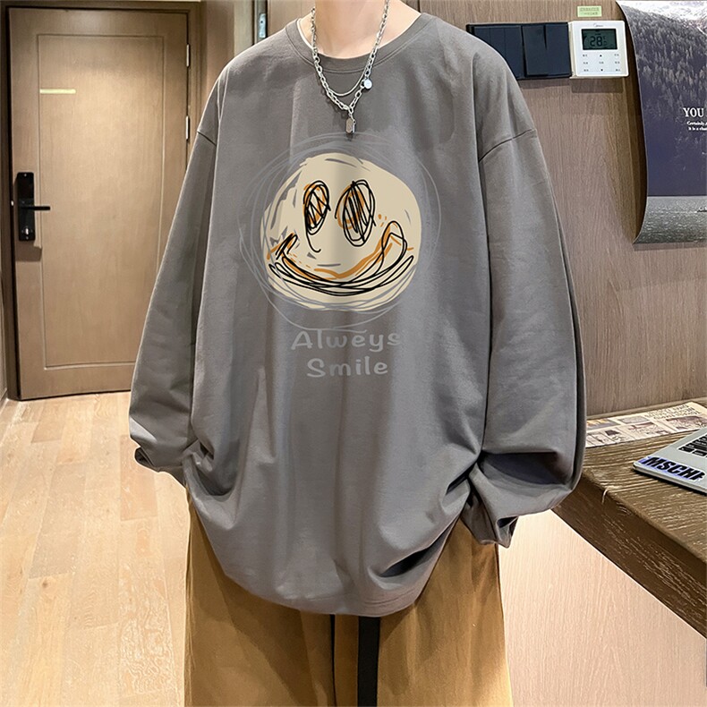 直播品质秋冬重磅潮牌嘻哈美式印花纯棉长袖T恤打底衫CT279特P28,男装T恤,电商A486