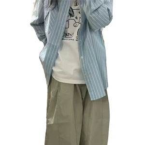 条纹衬衫女2025春夏新款蓝色条纹高级感别致宽松防晒叠穿衬衣外套图片