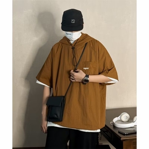 夏季潮牌ins港风新款男连帽短袖休闲宽松五分t恤男上衣T0013-P33图片