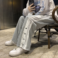 运动裤男夏季潮牌潮流直筒阔腿裤休闲痞帅潮牌排扣篮球裤K403-P35，男装休闲裤，星座1008