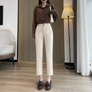 弹力黑色西装裤女2024新款八九分休闲小脚西裤烟管萝卜裤子春秋图片