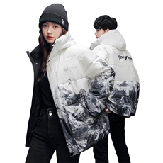 现货仓库桥园路连帽轻薄学生雪山渐变色情侣白鸭绒羽绒服外套，男装羽绒服，星座301D-5(原星座1415）
