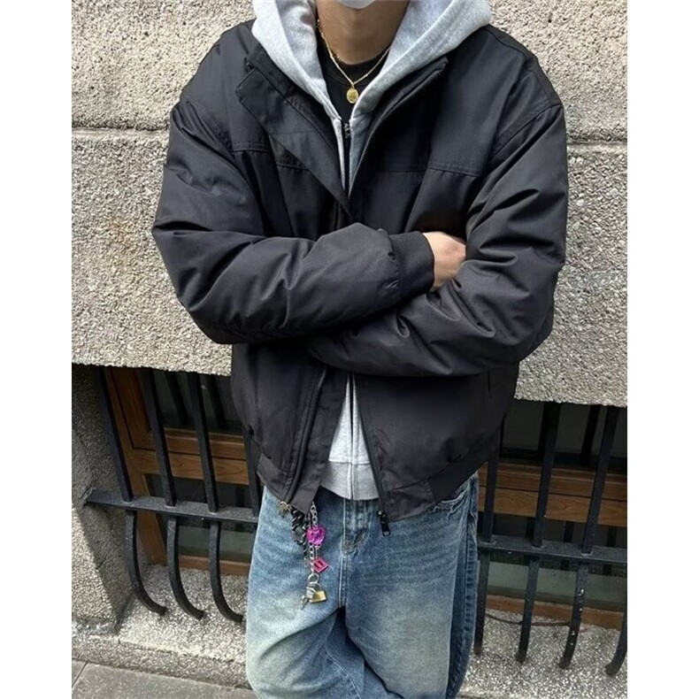 冬款痞帅廓形立领飞行夹克棉服外套男加厚保暖冲锋衣夹棉MZ9600,男装夹克,星座1116A（原606A-3）