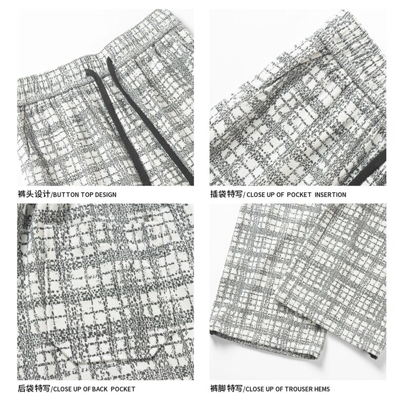 2024冬季新款白底大码灯芯绒格子加绒裤M-5XHK24885-P55,男装休闲裤,电商A022