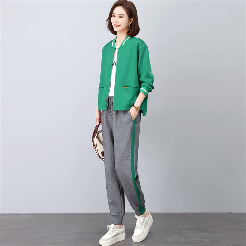 三年不下架(新款)2024年春秋时尚两件套装女棒球服卫衣运动套装女,女装套装/套裙,璐依舞