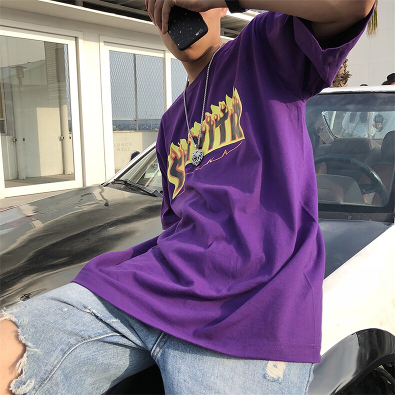 港风短袖T恤男潮流半袖男士衣服大码运动夏季体恤衫18063款,男装T恤,星座802