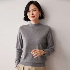秋冬新款洋气时尚百搭显瘦女款半高领35%山羊绒衫，女装羊绒衫，艾巧羊绒