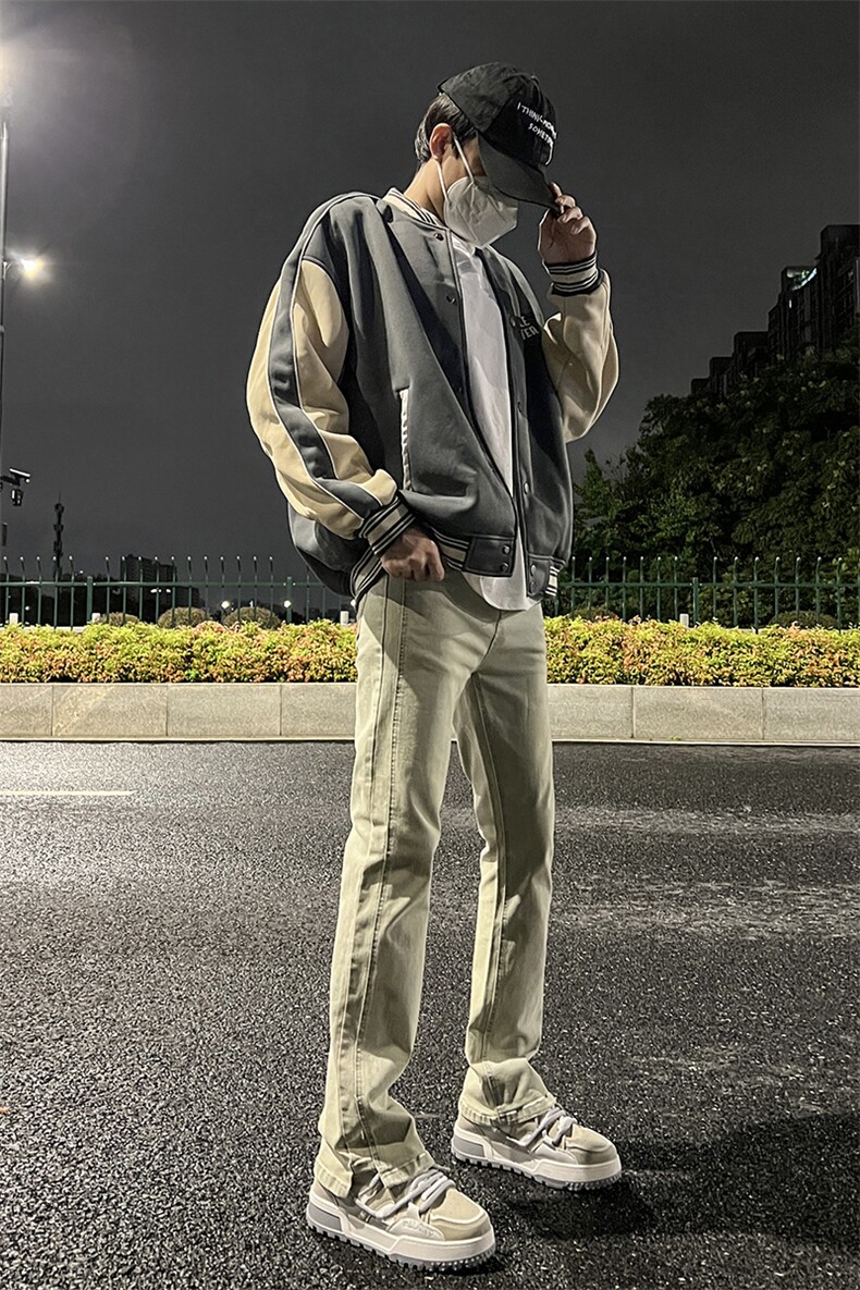 2025春夏男款阔腿牛仔裤男小众撞色新款高腰显瘦裤子潮YD754-P50,男装牛仔裤,电商A178
