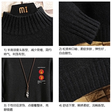 M18093-P45加绒款-P65半高领毛衣男士大码针织衫男毛线衣男线衫，男装针织衫/毛衣，电商A040A