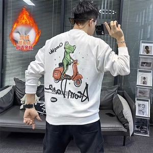 男士长袖t恤衫青年圆领白色宽松潮流卫衣百搭印花2025春秋上衣潮图片