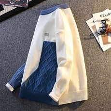 冬季加厚男士针织衫男拼接个性毛衣打底衫A266-ZZS5510-P46加绒56，男装T恤，电商A266
