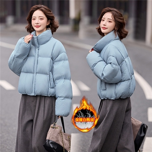 短款羽绒服女2025冬季新款时尚立领落肩袖小个子休闲白鸭绒外套图片