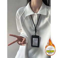 抖音得物高品质美式高街重磅曼巴棉结构螺纹拼接翻领卫衣长袖T恤，男装T恤，电商A486-1
