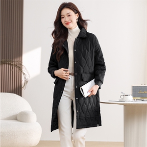 气质翻领轻薄款羽绒棉服女2024秋冬新款宽松显瘦中年妈妈大码棉衣图片