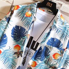 2021夏季新日系大码男白砖墙沙滩情侣休闲短袖印花衬衫C3019-P35，男装衬衫，电商A001