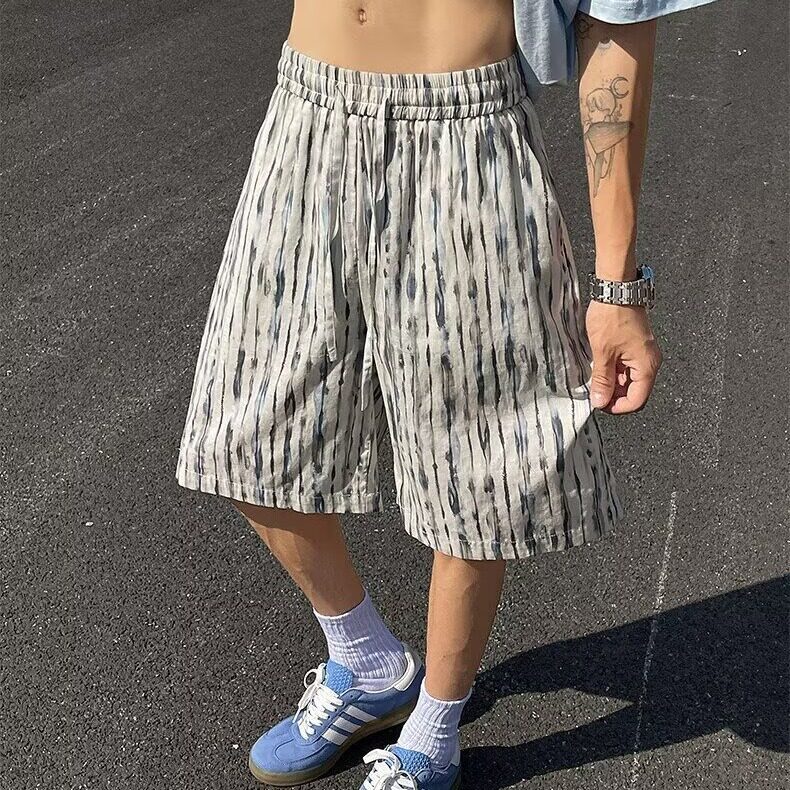 美式扎染运动短裤男夏季冰丝透气宽松五分裤子夏威夷海边篮球中裤,男装牛仔裤,星座1210-1