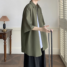 痞帅男装设计感衬衫夏季潮流美式复古条纹短袖上衣DX102-特P30，男装衬衫，电商A178