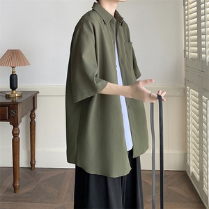 痞帅男装设计感衬衫夏季潮流美式复古条纹短袖上衣DX102-特P30图片