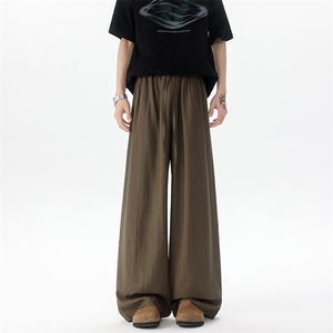 8XL-M 棉麻休闲裤男防蚊裤冰丝宽松阔腿裤肌理感拖地裤男K9133P58图片