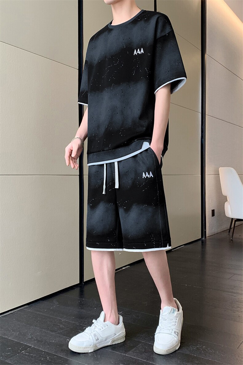 T08-P50控79新款现货夏季美式男士休闲短裤套装,男装休闲套装,星座209-1
