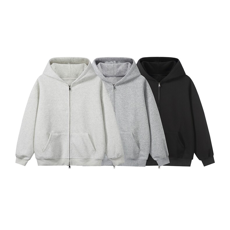 65棉420g重磅开衫连帽纯色卫衣全铜双拉链头KS08-P65，男装卫衣，星座201-4