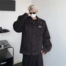 浅蓝色垫肩短款牛仔外套男春秋款高级感痞帅cleanfit夹克JK8930，男装夹克，星座1116A-1（原606A）