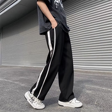 春季新款男士宽松阔腿裤潮流直筒裤织带抽绳运动束脚长裤KZ25，男装休闲裤，星座1116A-1（原606A）